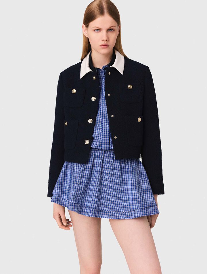 Cropped tweed jacket, removable collar