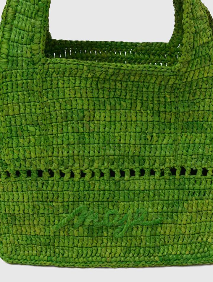 Natural raffia mini tote
