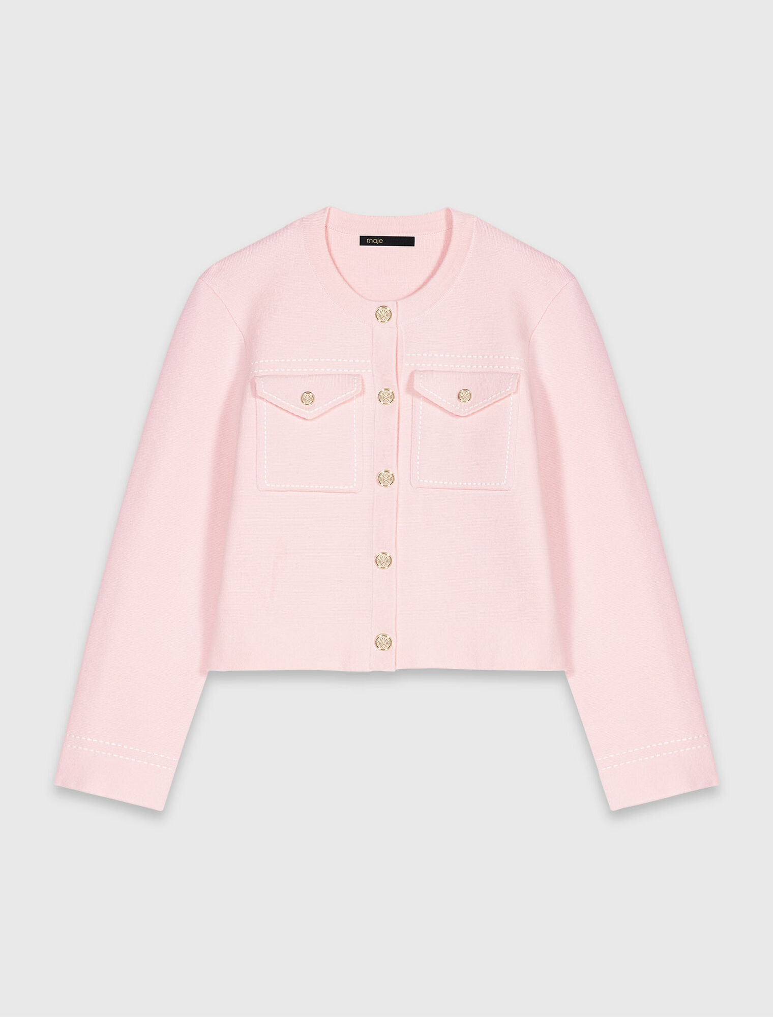 Topstitched cropped cardigan