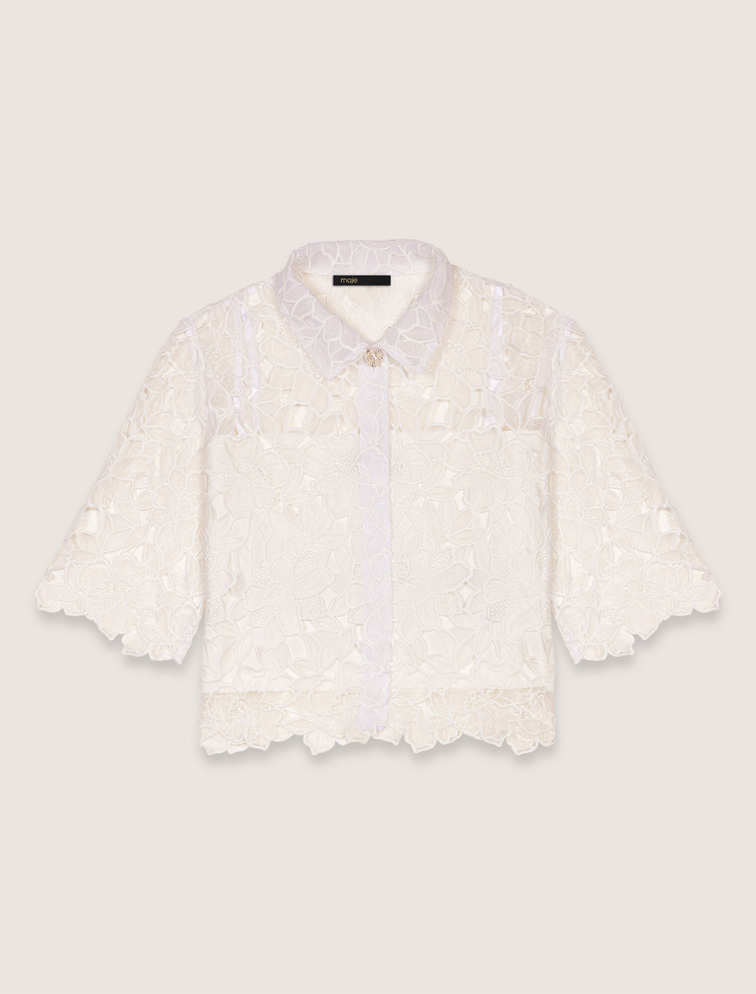 Cropped floral lace blouse