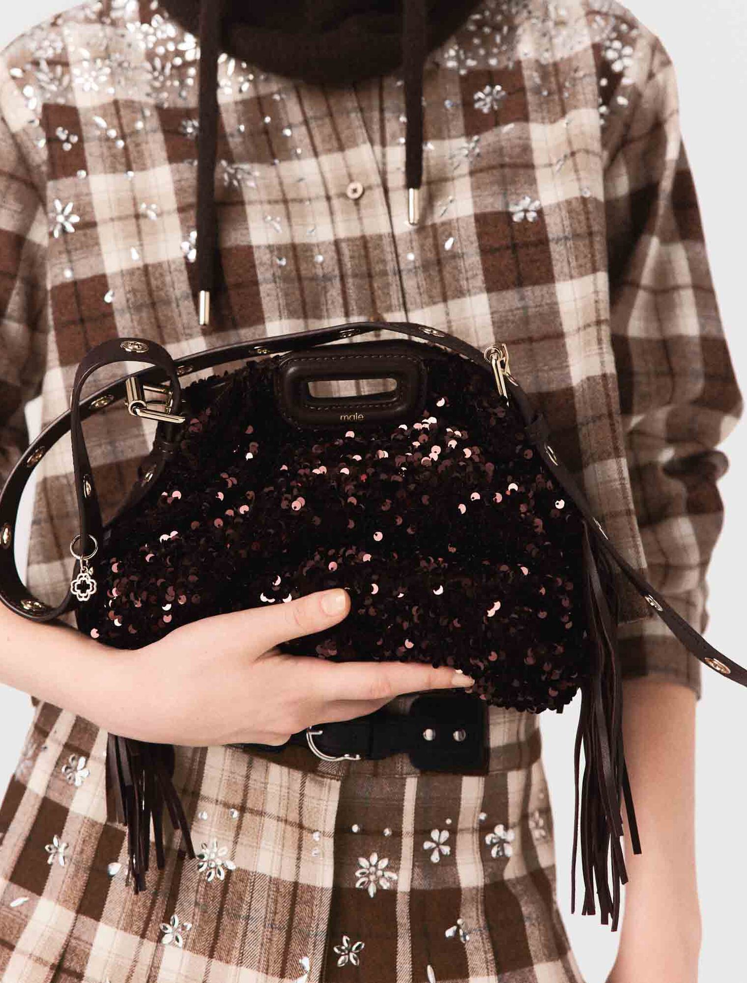 Sequinned Miss M mini bag