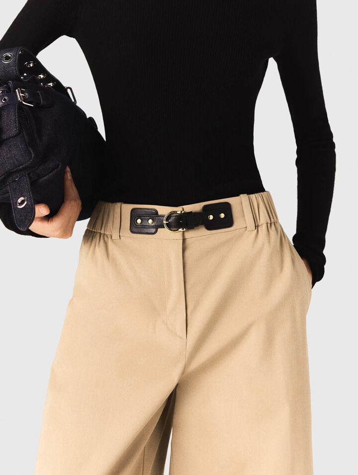 Wide-leg cotton pants