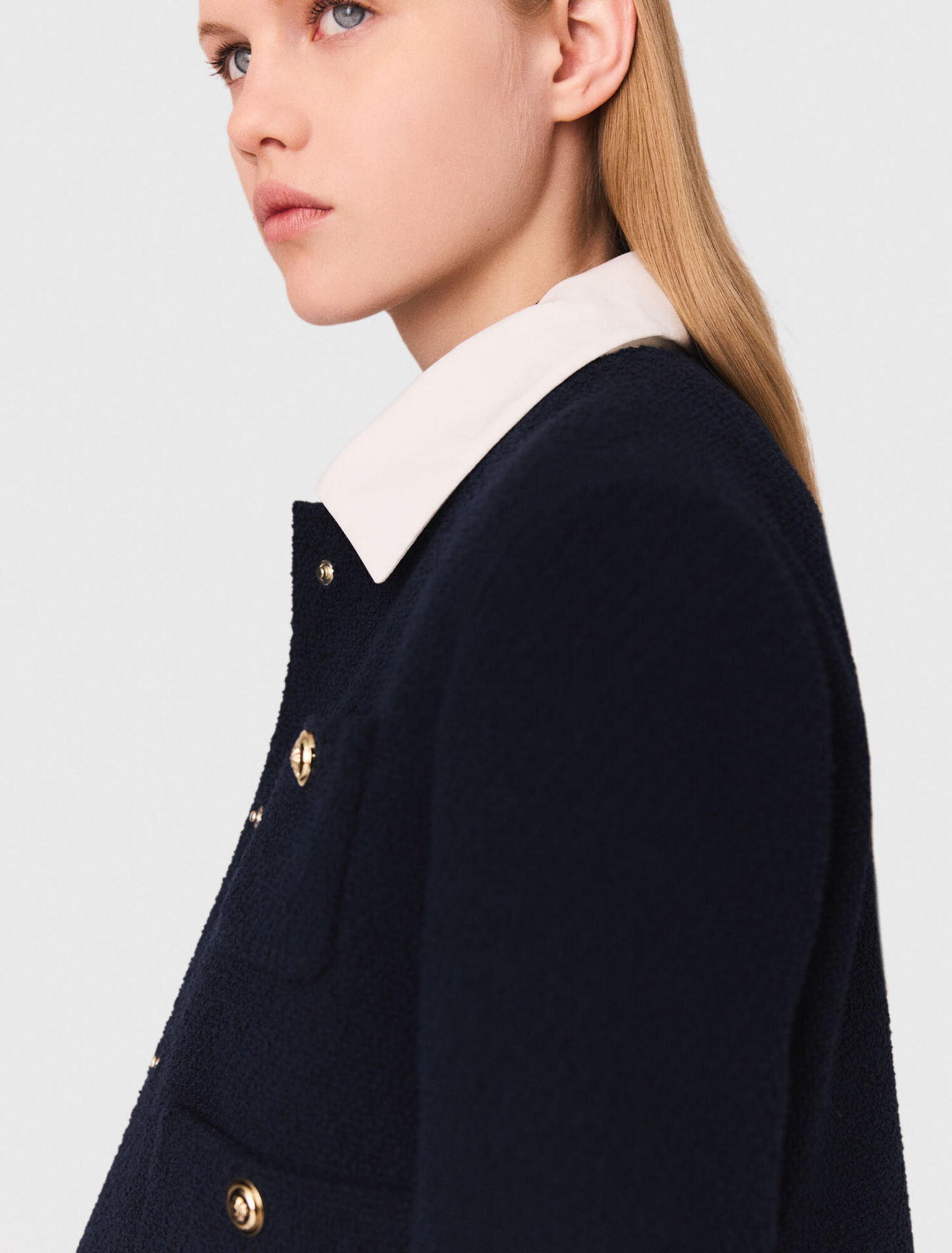 Cropped tweed jacket, removable collar