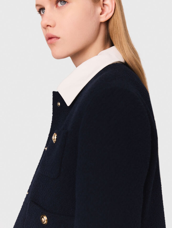 Cropped tweed jacket, removable collar