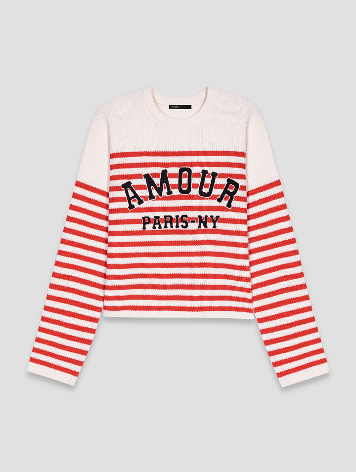 Striped rib knit sweater