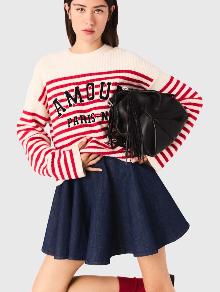 Striped rib knit sweater