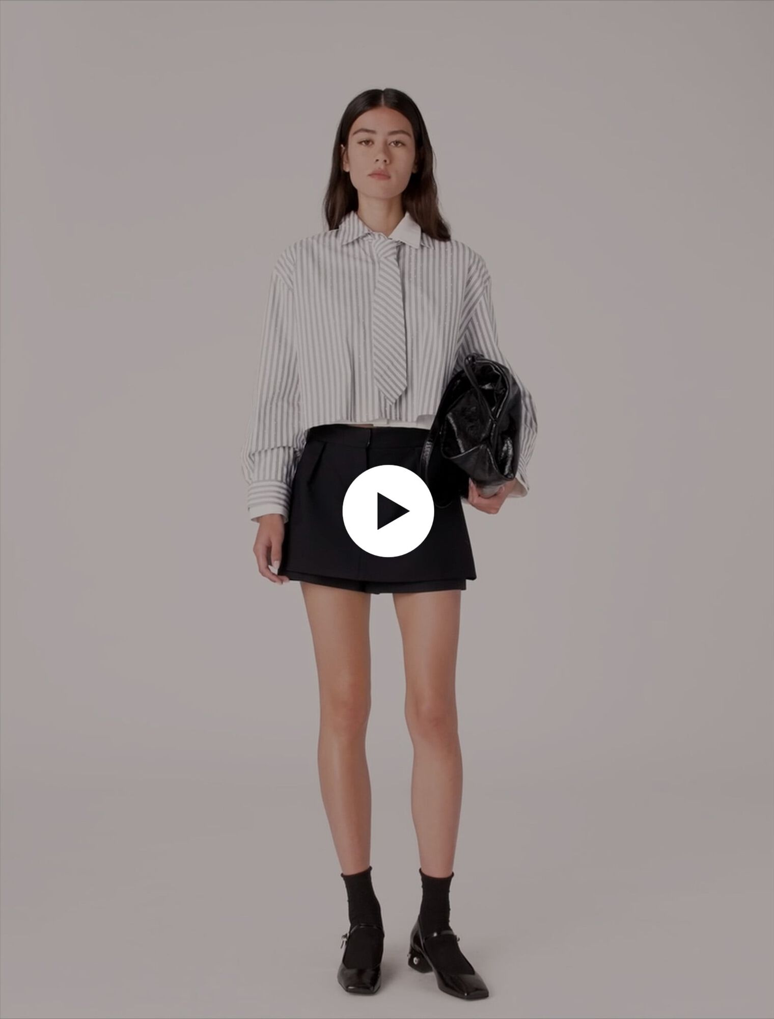 Rhinestone shirt with removable tie
