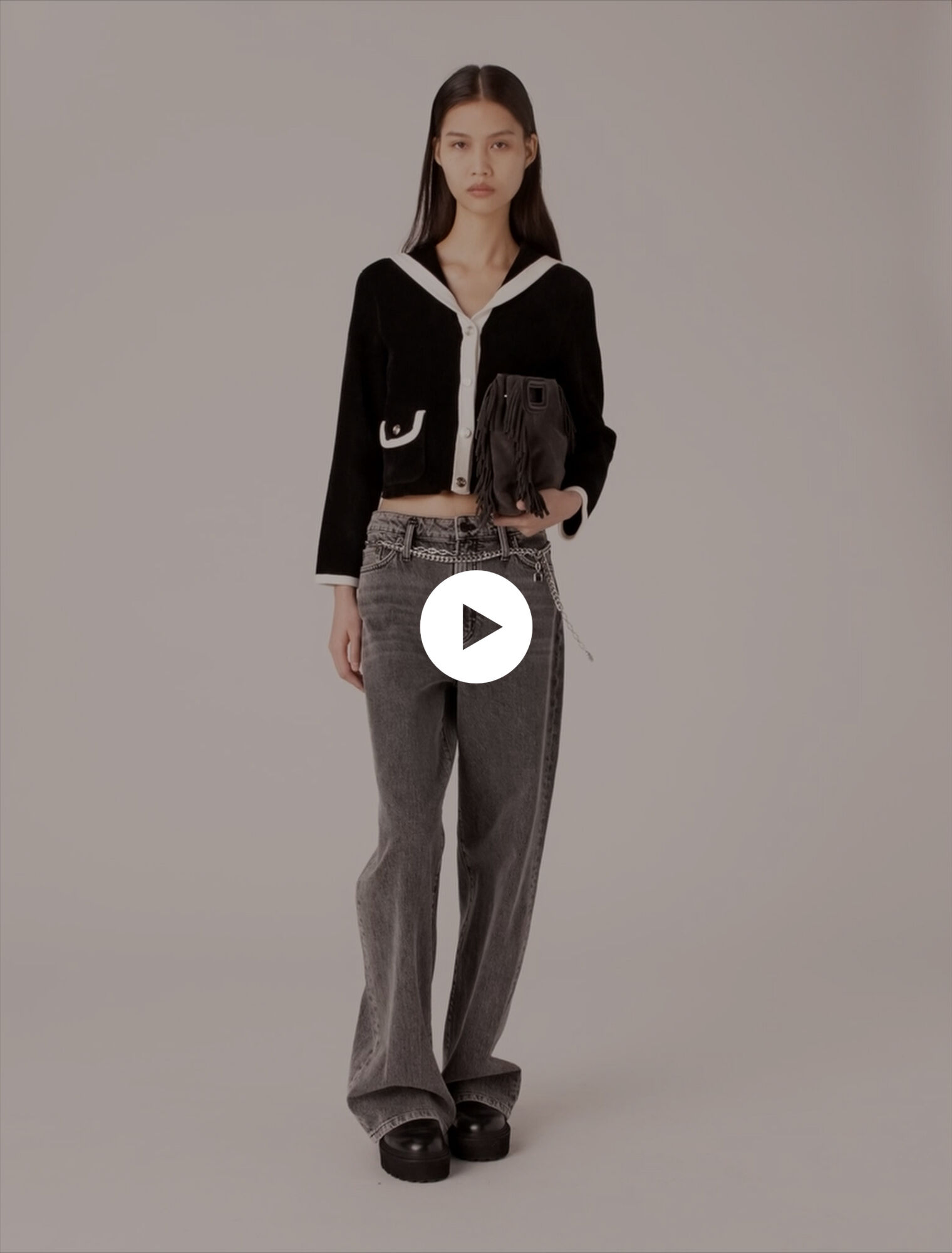 Velvet-effect cardigan