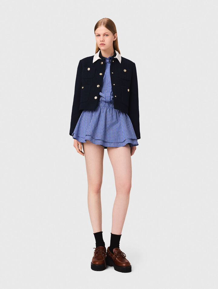 Cropped tweed jacket, removable collar