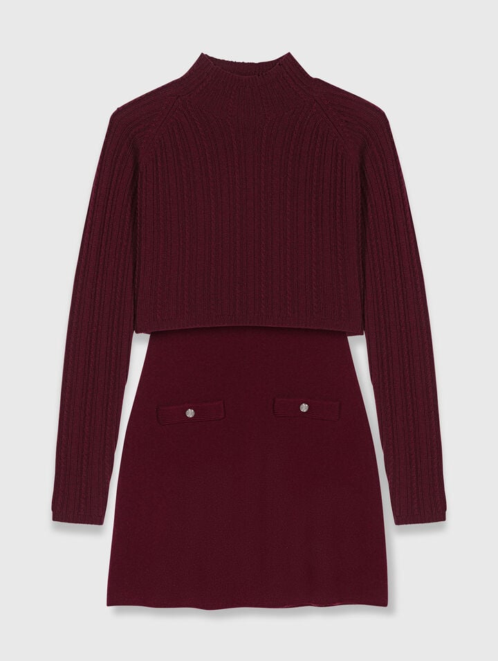 Knit dress with removable sweater