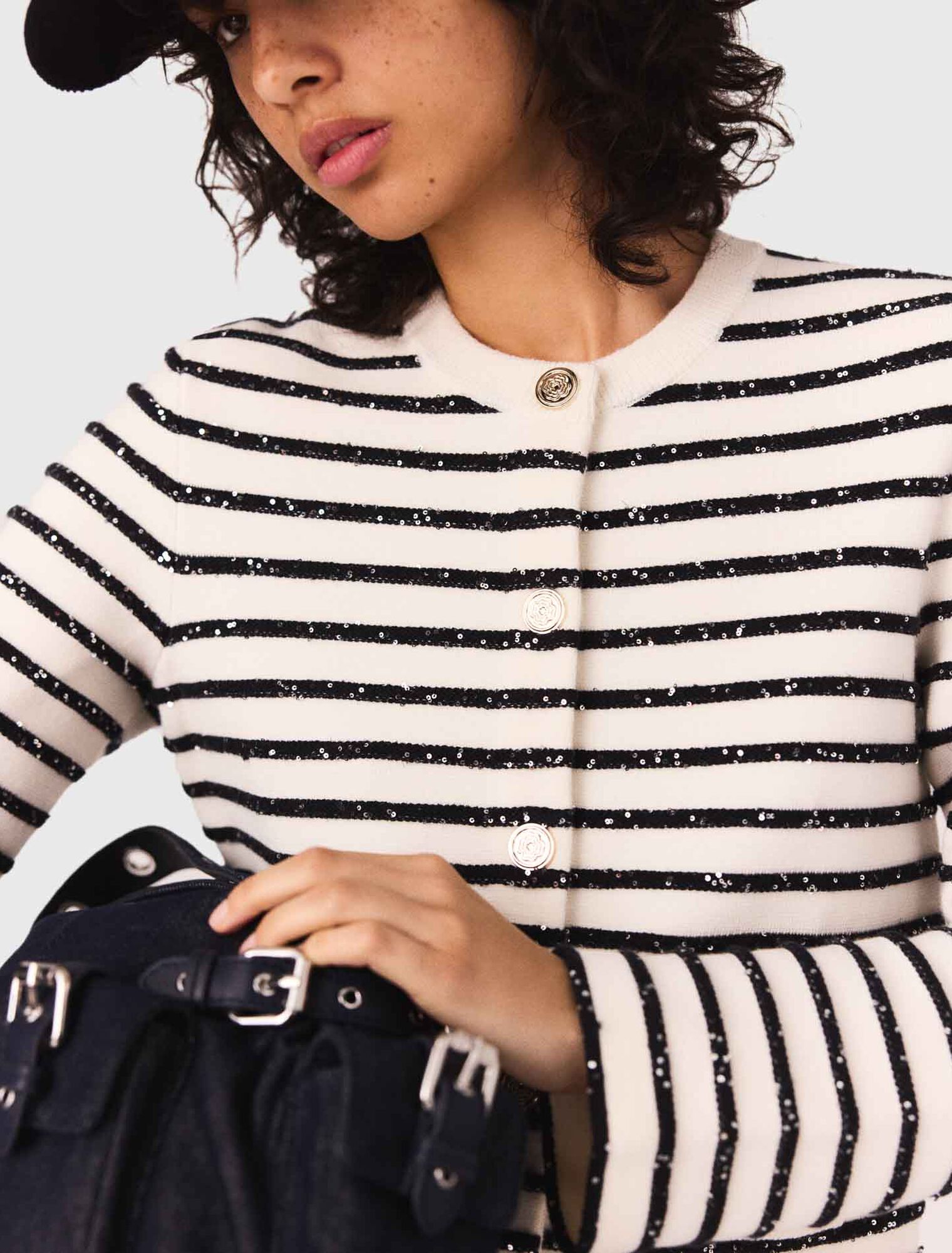 Wool cardigan with snaps