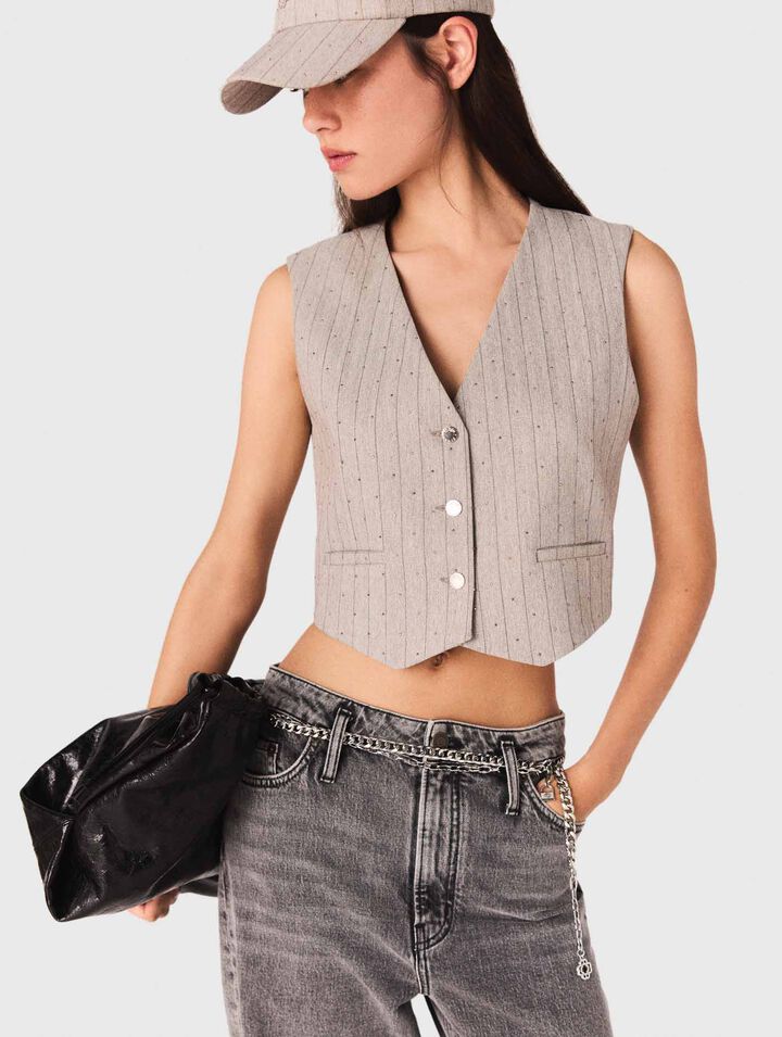 Rhinestone tailored vest