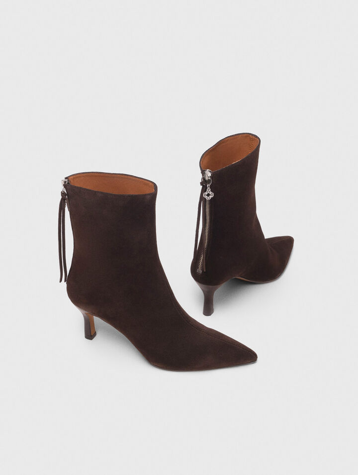 Chocolate Brown zipped suede ankle boots