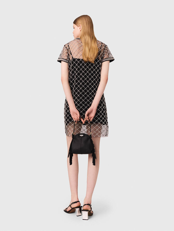 Mini embroidered tulle dress