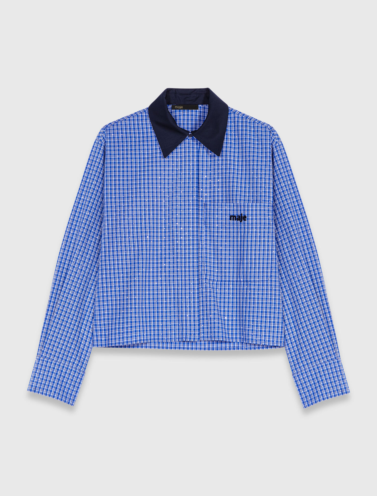 Rhinestone shirt, removable collar