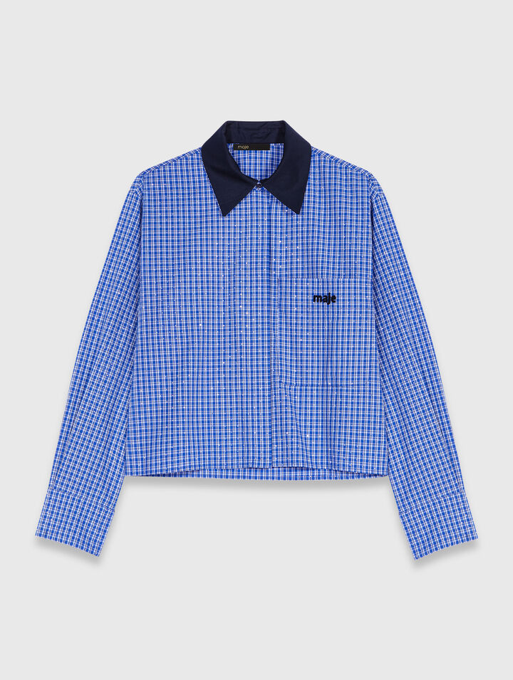 Rhinestone shirt, removable collar