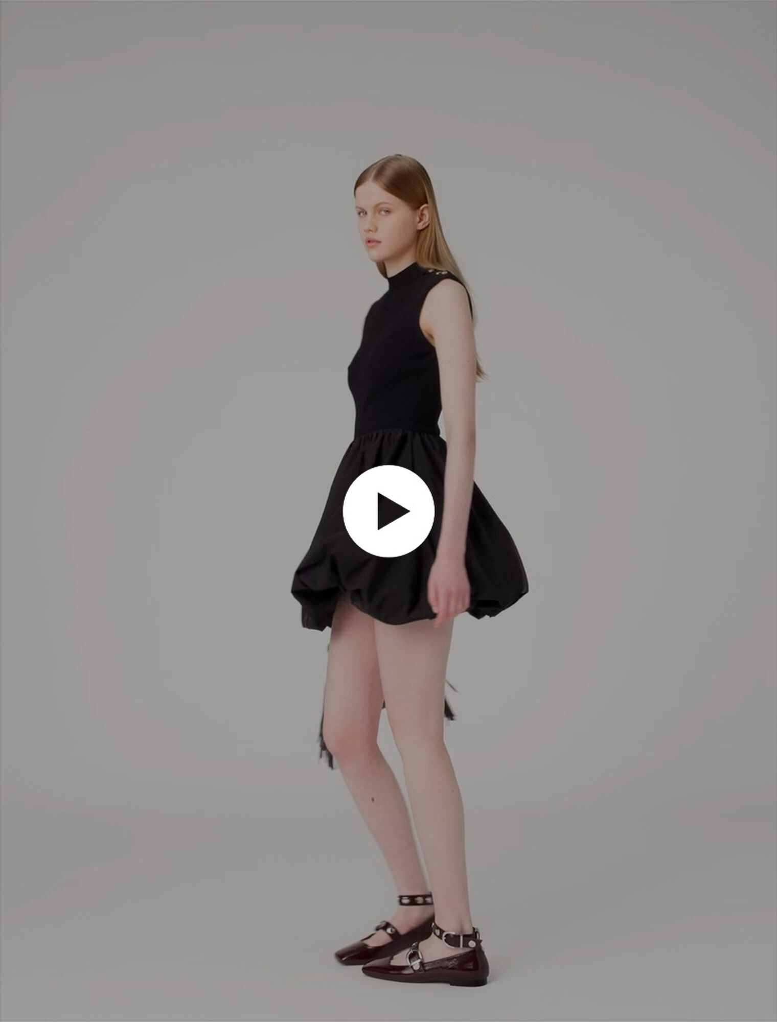 Mini ribbed knit and taffeta dress