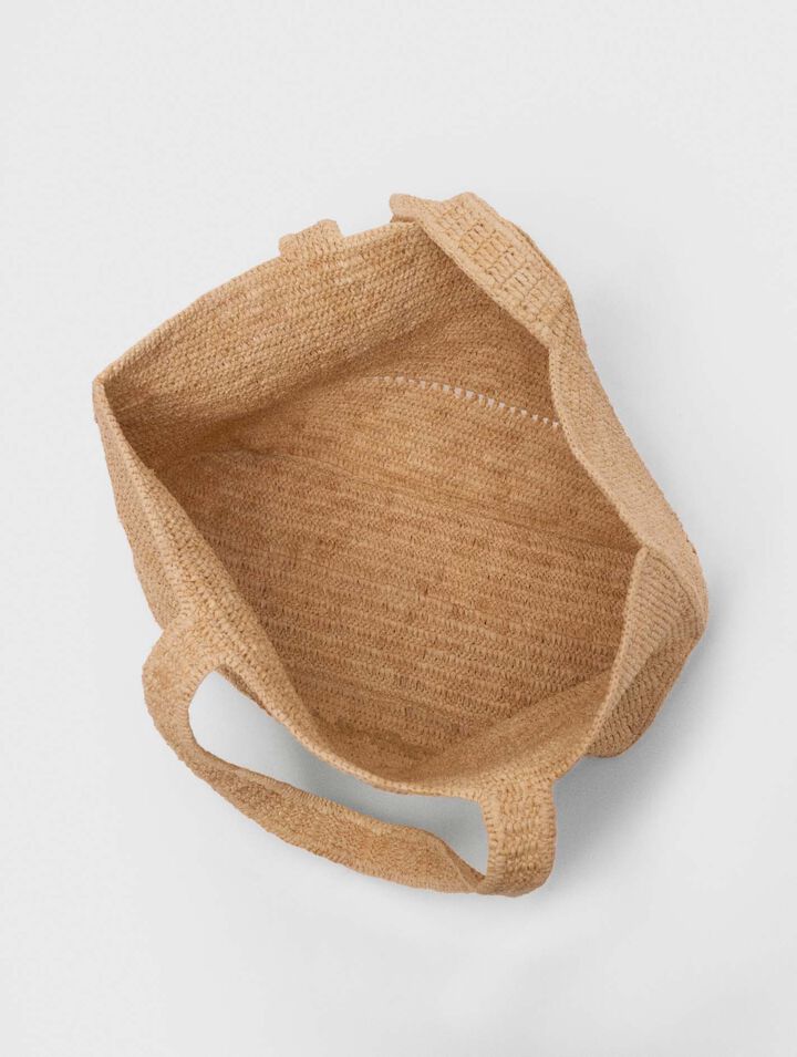 Natural crocheted raffia tote bag