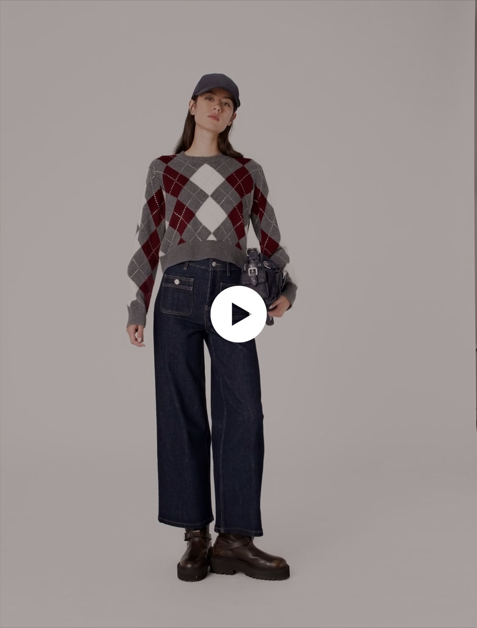 Argyle crop jumper