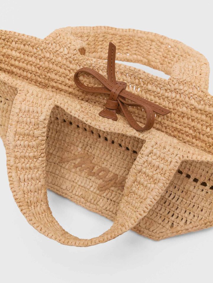 Natural raffia mini tote