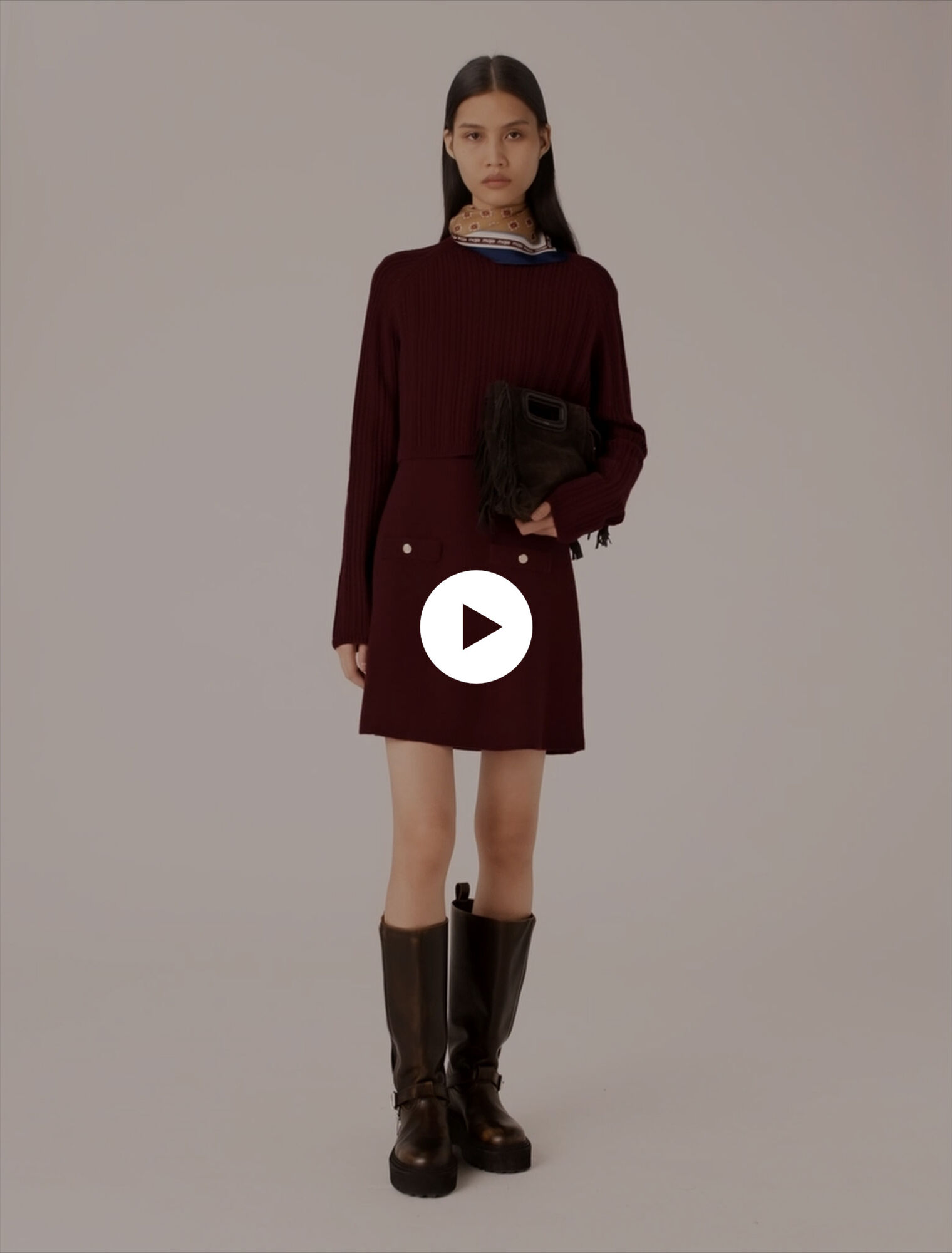 Knit dress with removable sweater