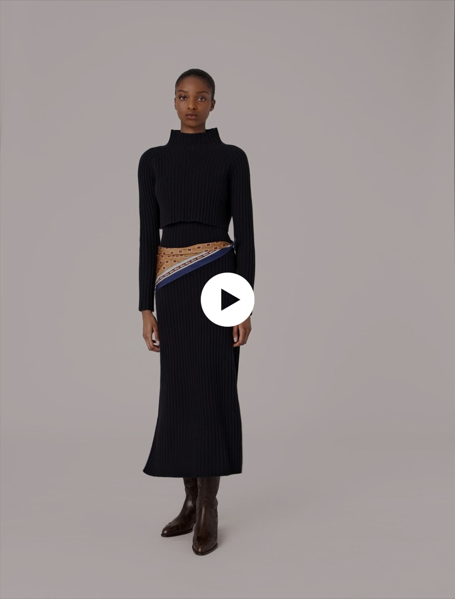 Knit dress with removable sweater