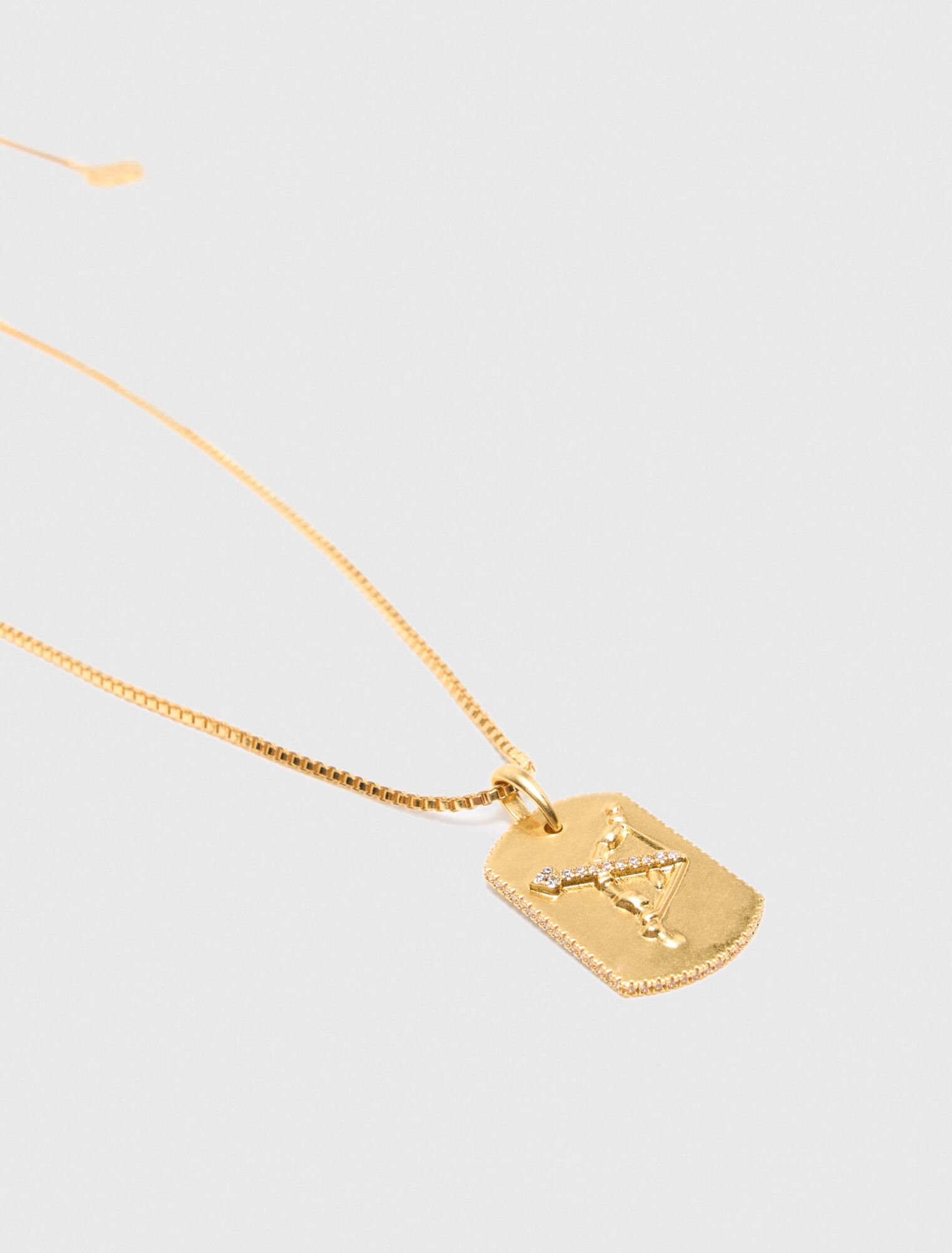 Zodiac sign plaque necklace