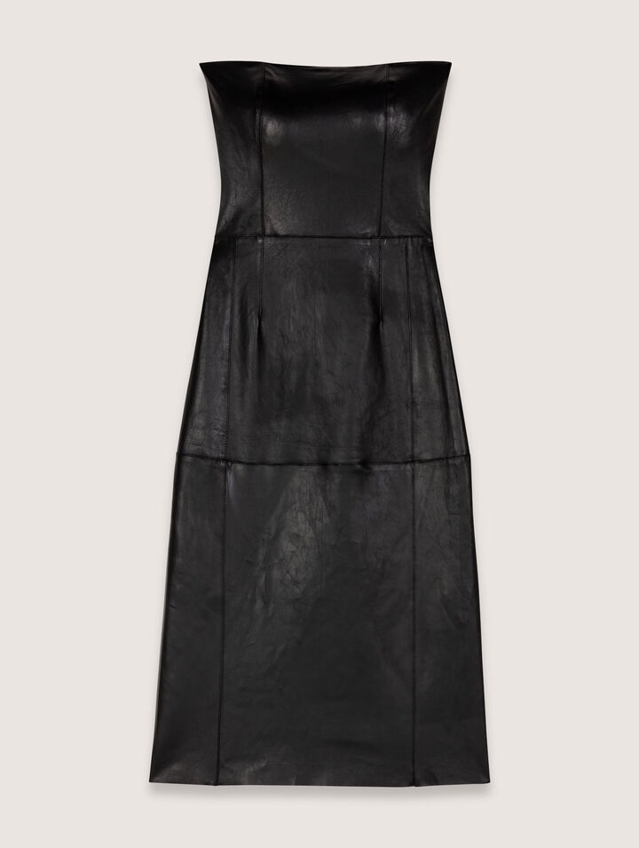 Bustier leather midi dress