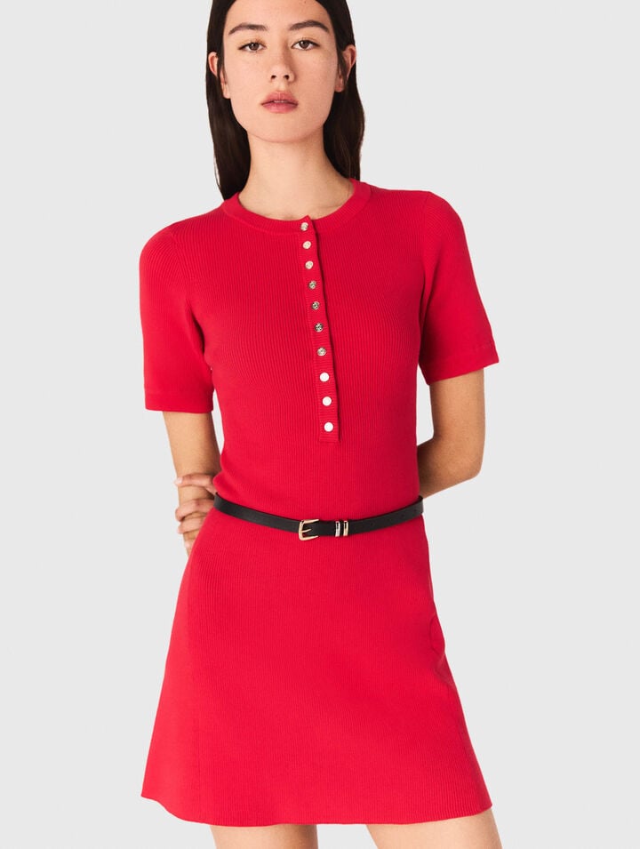 Mini ribbed knit dress