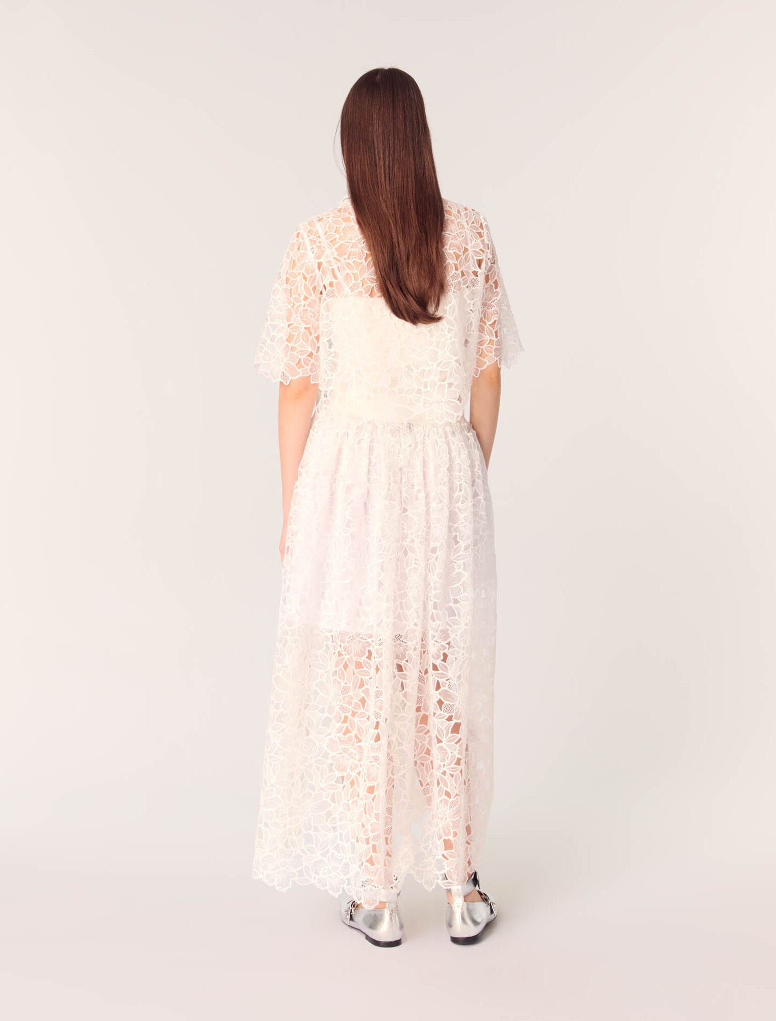 Cropped floral lace blouse