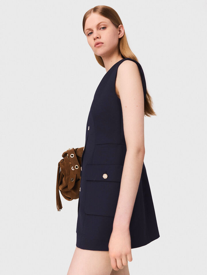 Layered-effect wool-blend jumpsuit