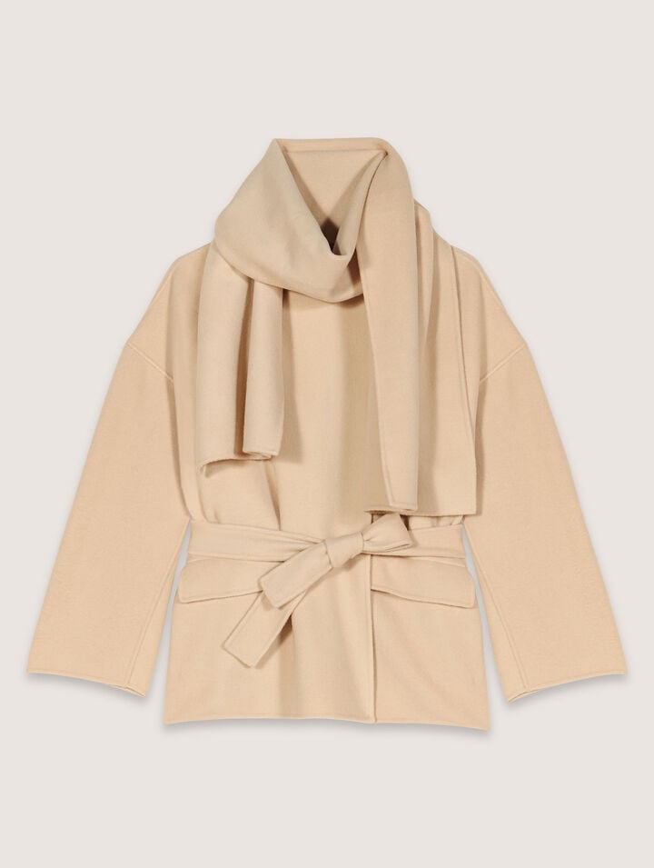 Double-faced coat with scarf