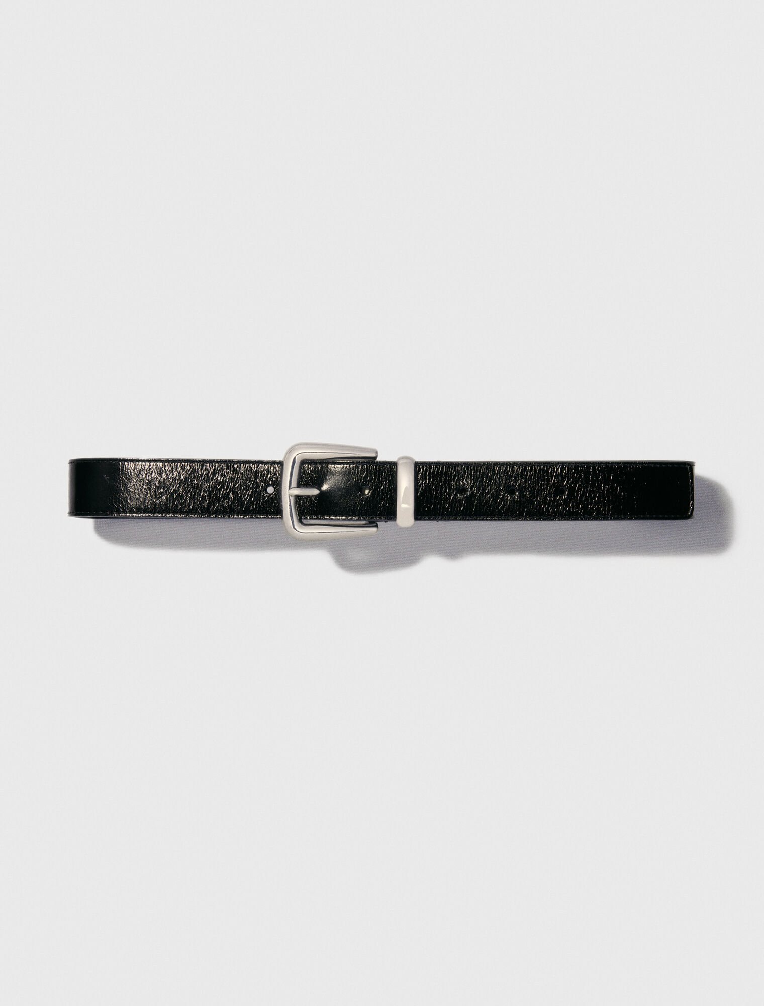 Leather belt with square buckle