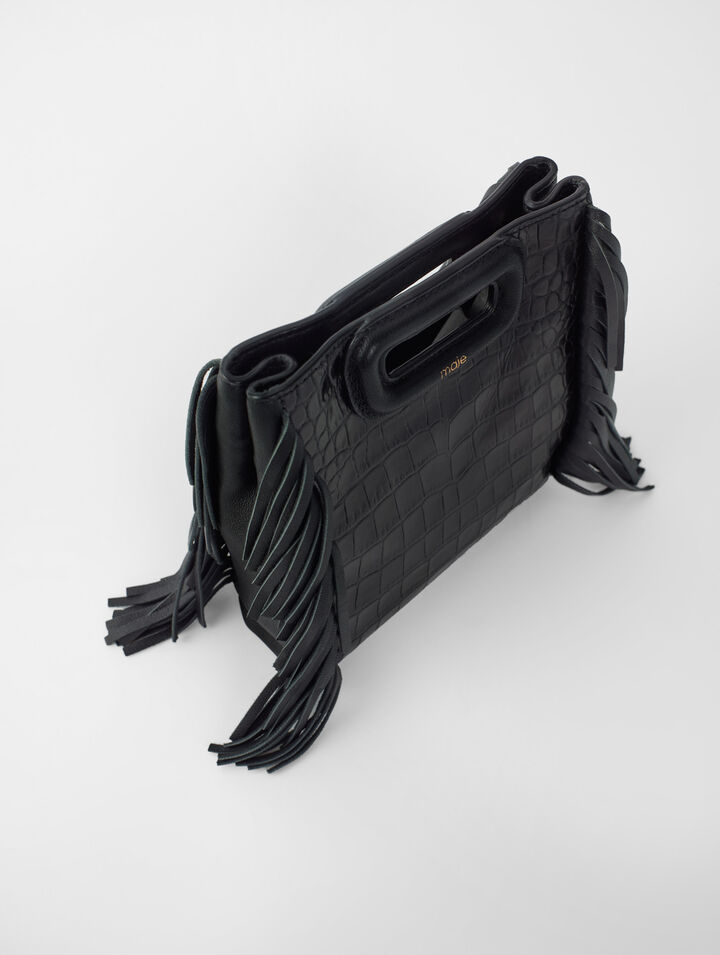Croc-embossed leather mini M bag