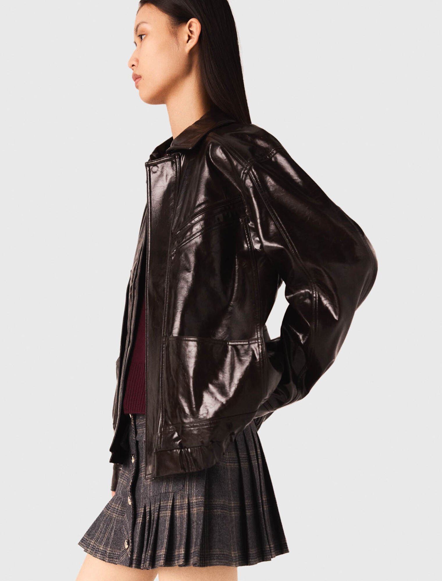 Crackled faux leather jacket