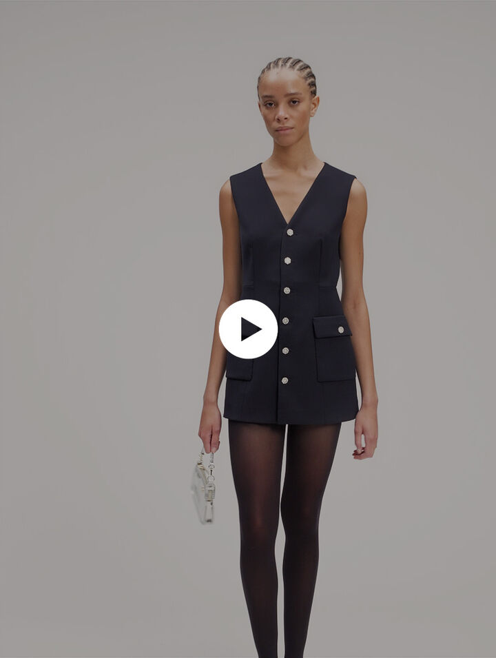 Layered-effect wool-blend jumpsuit