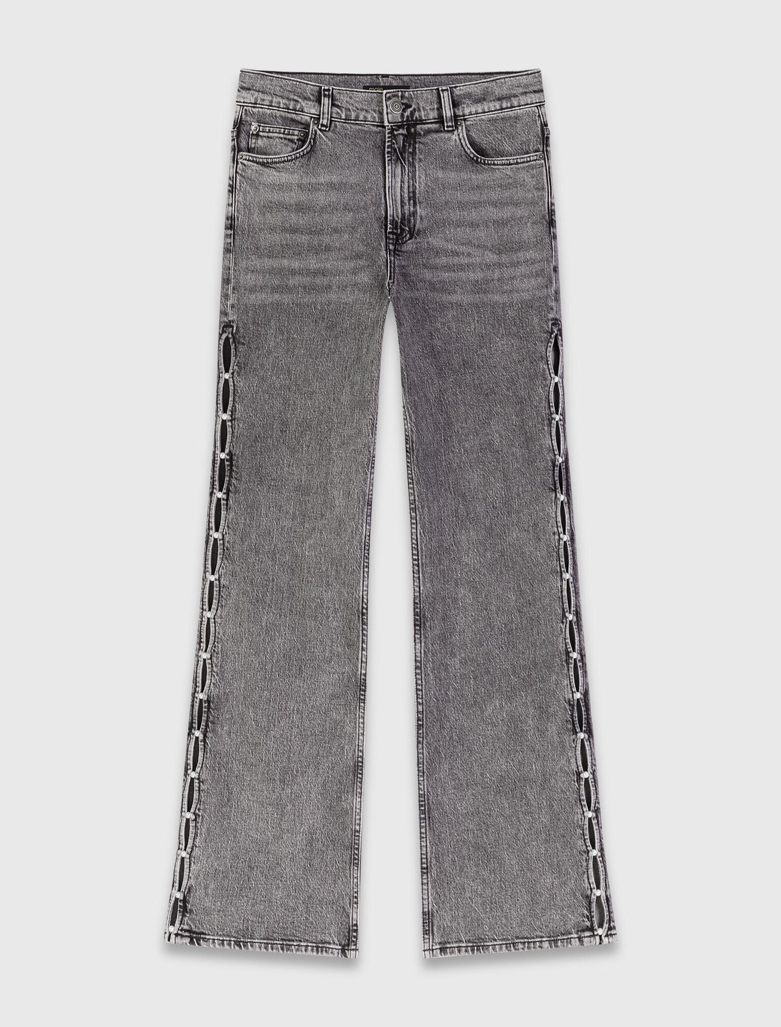 Beaded wide-leg jeans