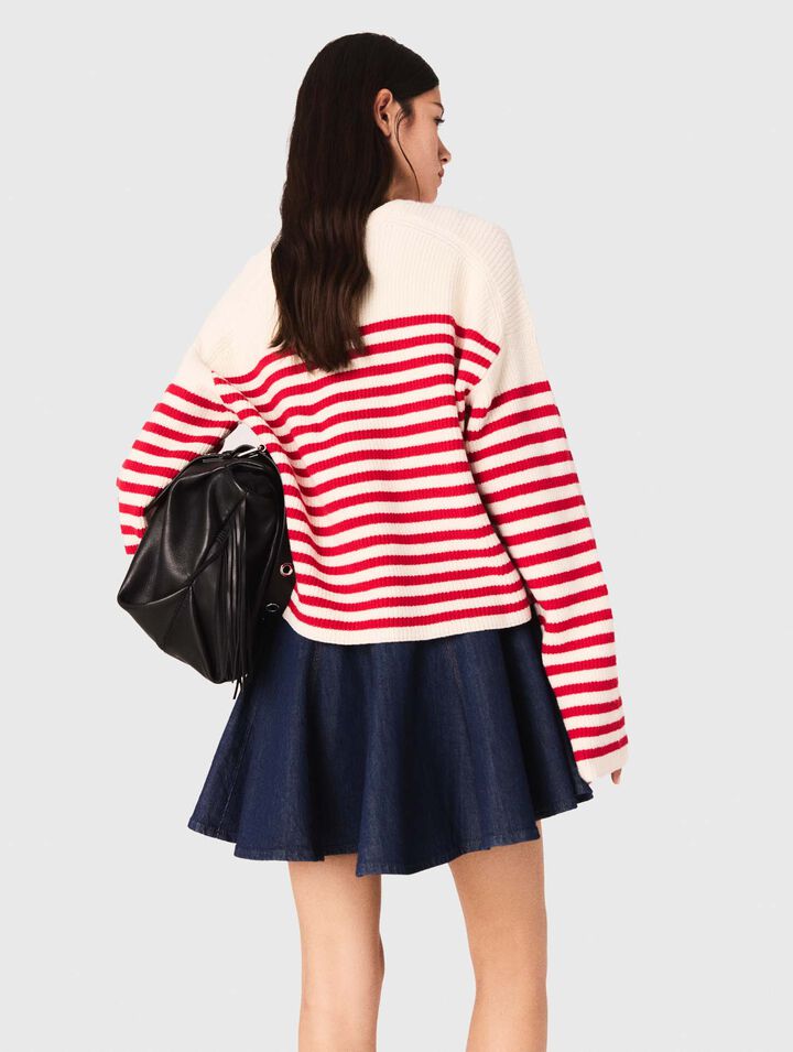 Striped rib knit sweater